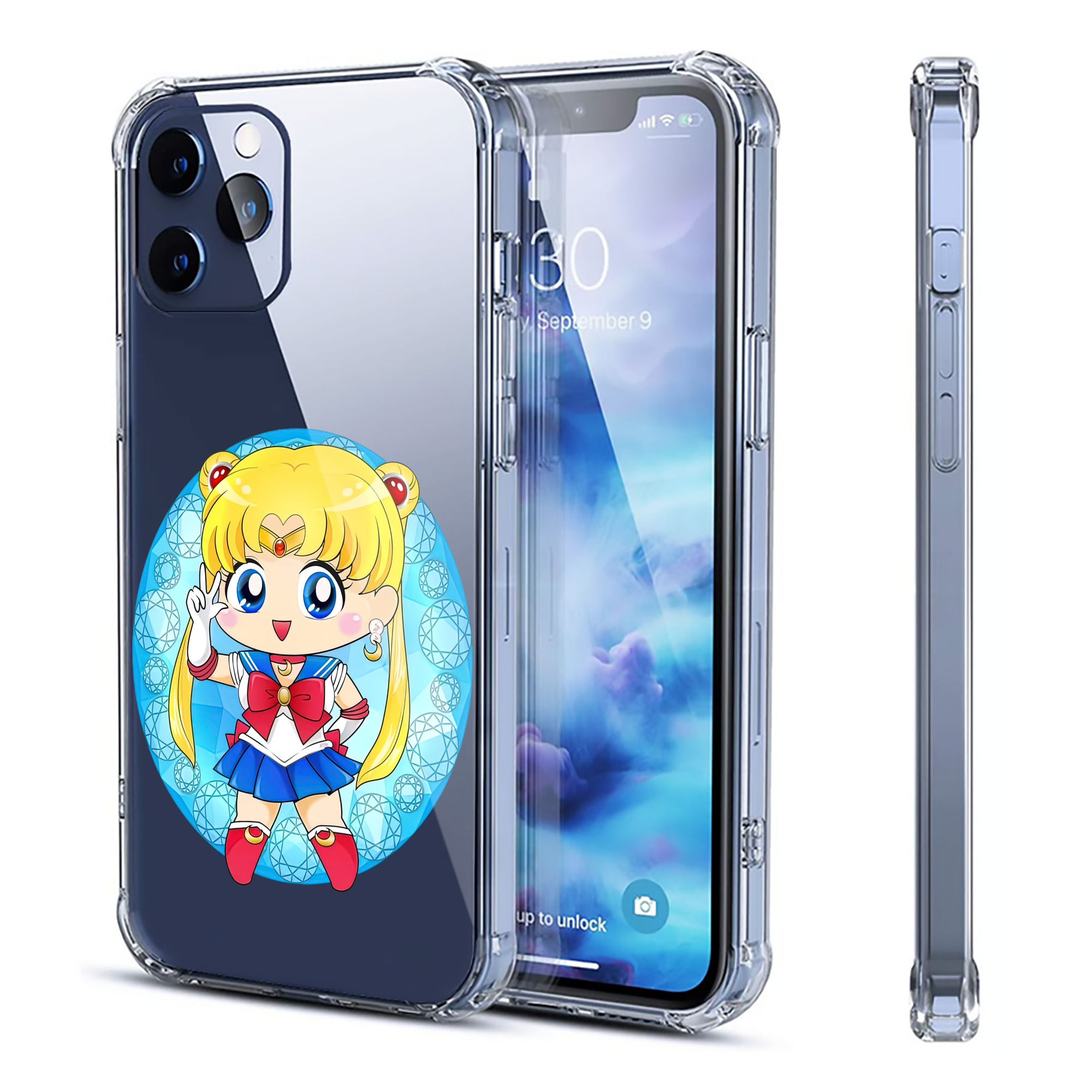（画像用） 美少女戦士セーラームーン 月野 うさぎ つきの うさぎ Sailor Moon Tsukino Usagi 【iPhone 12シリーズ対応】透明スマホケース（クリアソフトケース）